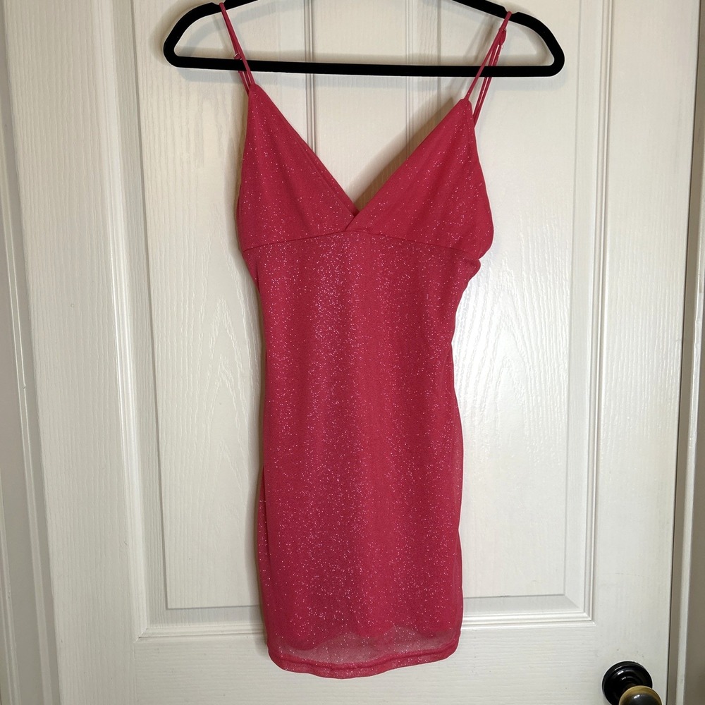 Superdown By Revolve Women's Pink Shimmer Mini Cocktail Dress Size M